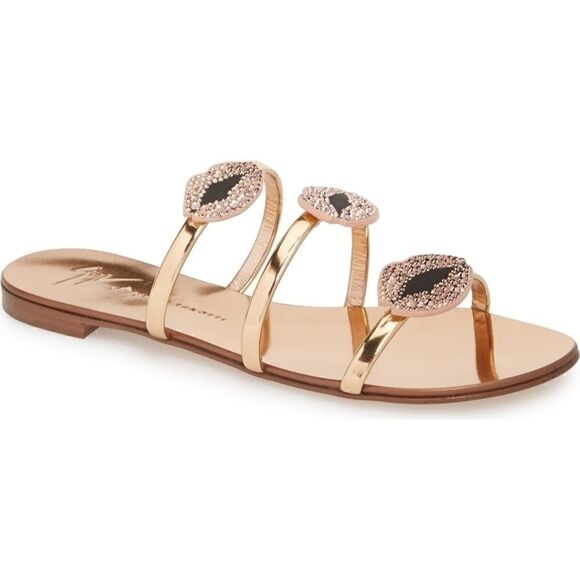 Giuseppe Zanotti Lips Three-Band Flat Slide Sandal - Picture 1 of 8